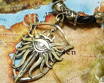 Dragon Age Pendant Sculpted from Brass Inquisition Fantasy Video Game Geeky Accessory Victorian Gothic Statement Jewelry
