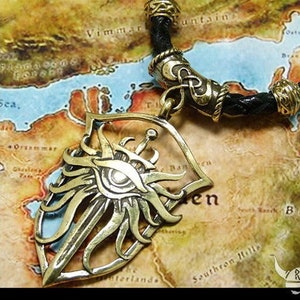 Dragon Age Pendant Sculpted from Brass Inquisition Fantasy Video Game Geeky Accessory Victorian Gothic Statement Jewelry