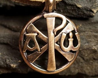 Chi rho-hanger – christelijk christogramketting, monogram van Jezus Christus-symbool, sieraden