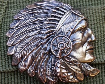 Indian Chief Molle Clips – Native American tribal uitrustingsaccessoire, rugzak tactische clip, verzamelobject militaire stijl