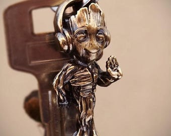 Groot Keychain - Baby Groot metalen sleutelhanger, Guardians of the Galaxy Marvel Movie Collectible
