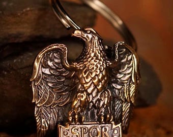 SPQR-sleutelhanger Roman Eagle – sleutelhanger Romeinse rijk, verzamelobject oude geschiedenis, rugzakbedel, cadeau voor geschiedenisliefhebbers en verzamelaars