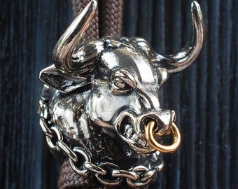 Angry Bull PARACORD SLUITING KRAL Wild Dier Stier Hoofd Biker Rocker Metalen Kraal Voor Mes Lanyard Armband edc Versnellingen Sieraden maken