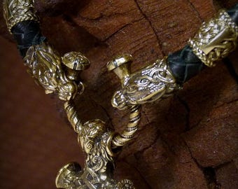 Vikingwolfketting met Thors hamer – Scandinavische Mjölnir-hanger, Noorse mythologiesieraden, Noordse amulet