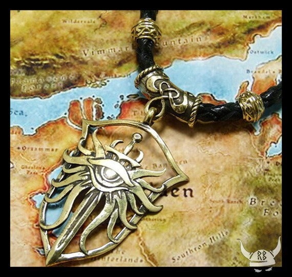 Dragon Age Pendant Sculpted from Brass Inquisition Fantasy Video Game Geeky Accessory Victorian Gothic Statement Jewelry