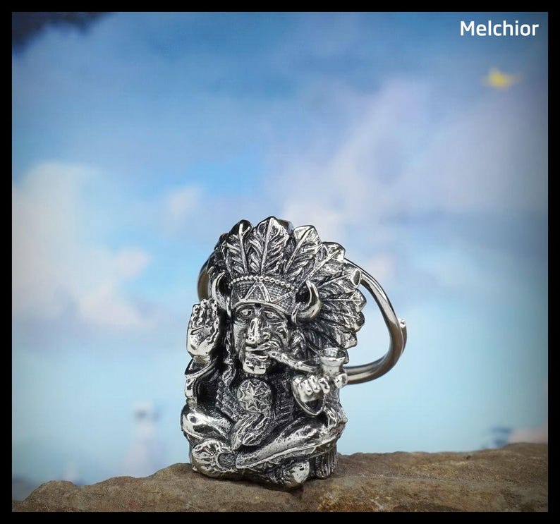 Native Key Chain Indian Chief Keychain – Native American Tribal Metal Key Ring, Backpack ...