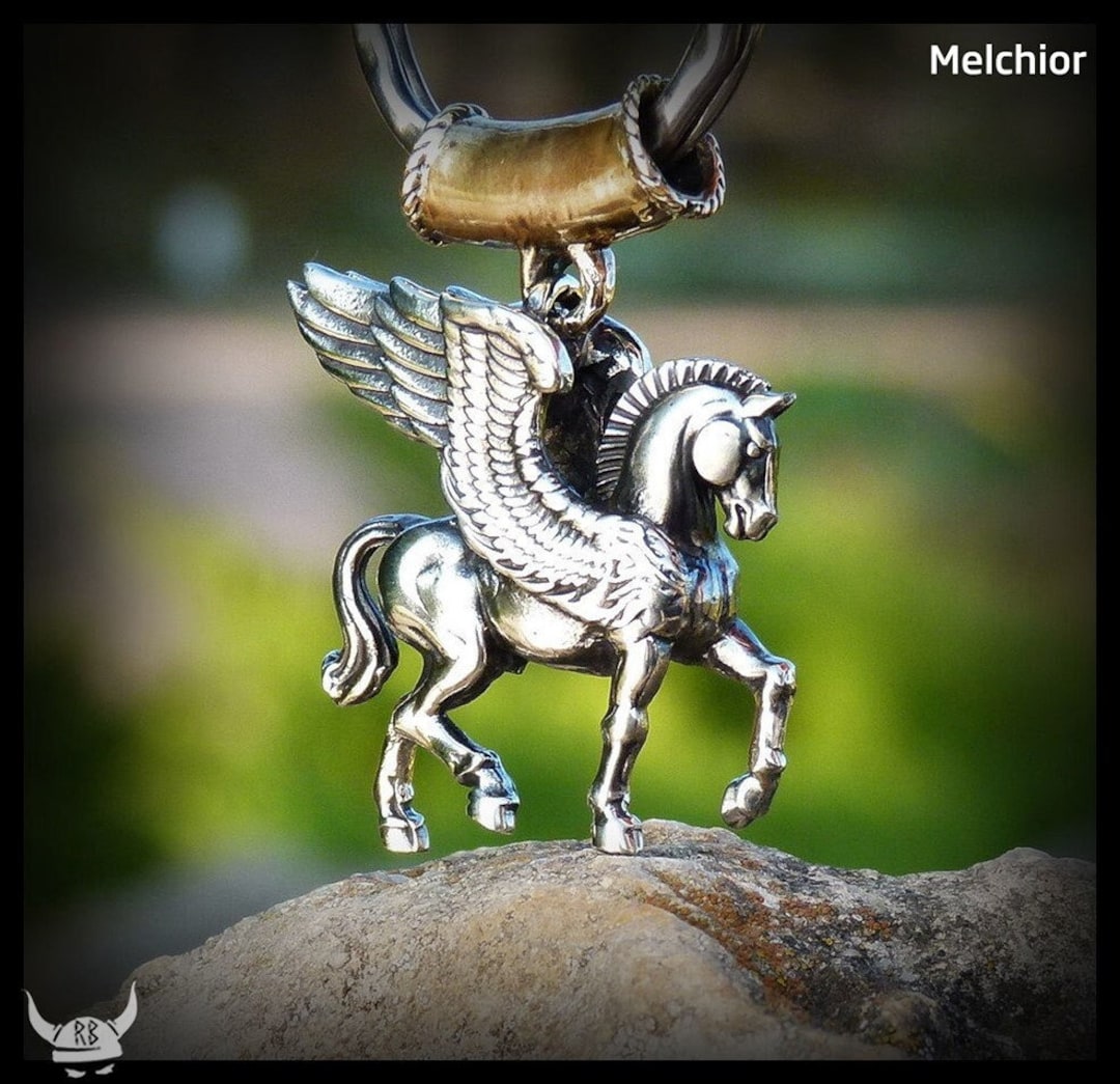 Metallic Pegasus Keychain, Ancient Greek Winged Horse Key Ring, Brass ...