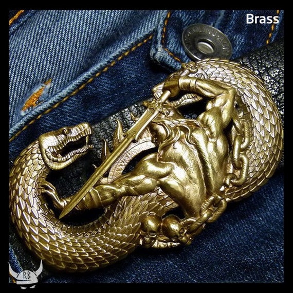 Boucle Ceinture Urban Backwoods - Dragon Asiatique Bronze - 74x75mm - Métal Massif