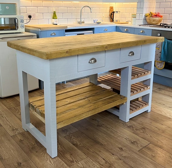 Bespoke Handmade Solid Wood Rustic Farmhouse Kitchen Island / - Etsy UK