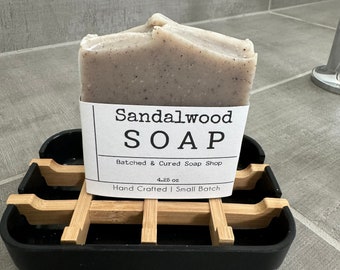 Sandalwood- Vegan Soap, Cold Process Soap Bar, Handcrafted Soap, Small Batch Soap