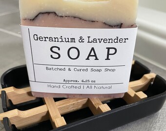 Geranium & Lavender- Vegan Soap, Cold Process Soap Bar, Natural Soap, Small Batch Soap