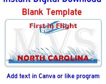 Licença NC da Carolina do Norte - Modelo em branco de placa personalizada para download digital para impressão por sublimação