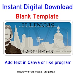 Illinois IL License - Vanity Plate Blank Template Digital Printable Download Sublimation