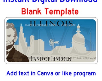 Illinois IL-licentie - ijdelheid plaat lege sjabloon digitale afdrukbare download sublimatie