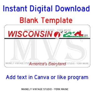 Wisconsin WI Lizenz - Vanity Plate Blanko Vorlage Digital Printable Download Sublimation