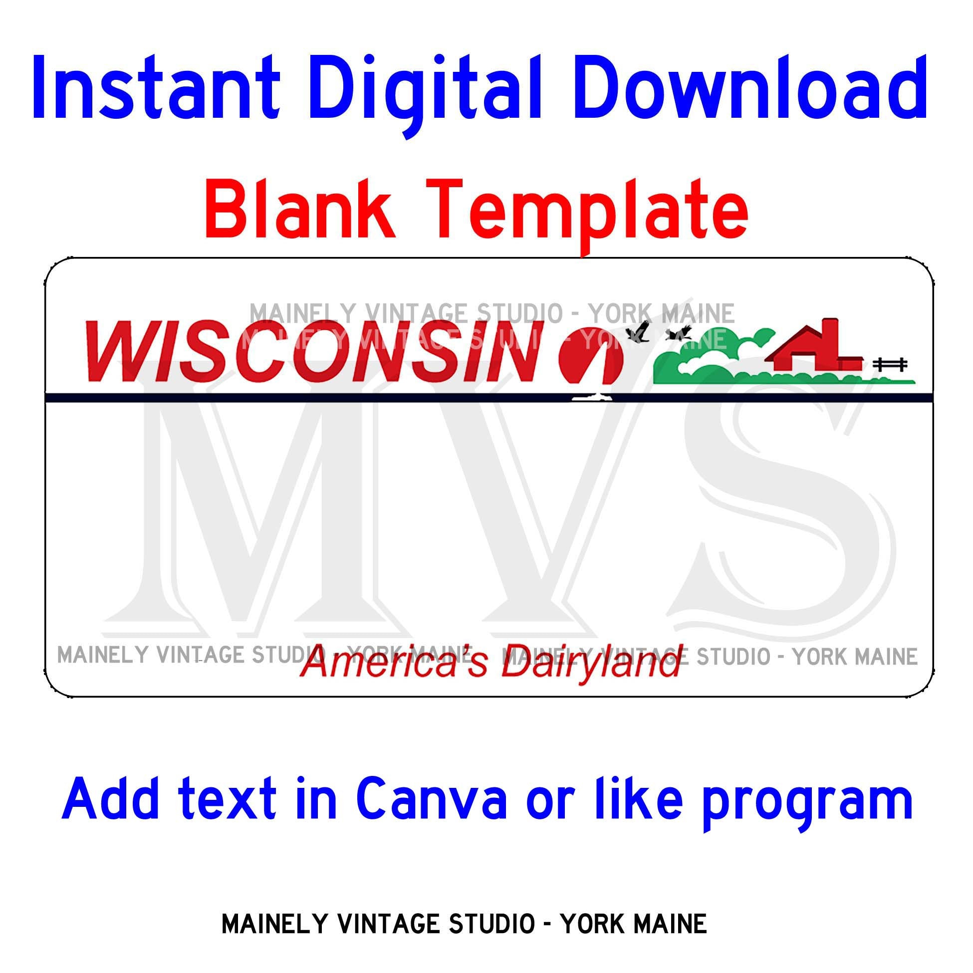 wisconsin-wi-license-vanity-plate-blank-template-digital-printable-download-sublimation-etsy