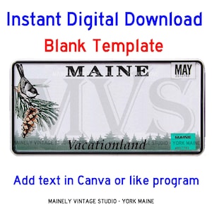 Maine ME Ckickadee licentie - ijdelheid plaat lege sjabloon digitale afdrukbare download sublimatie