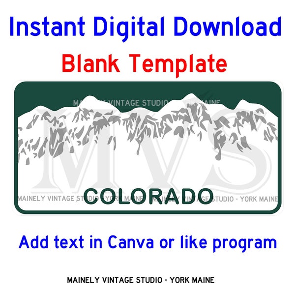 Colorado CO License - Vanity Plate Blank Template Digital Printable Download Sublimation