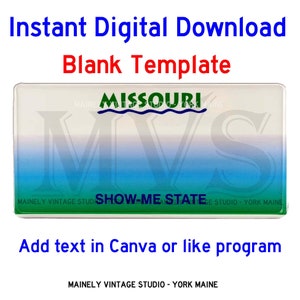 Missouri MO Lizenz - Vanity Plate Blanko Vorlage Digital Printable Download Sublimation