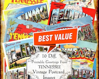 Postales vintage de Tennessee: Art Déco de las décadas de 1940 y 1950 (descarga digital)