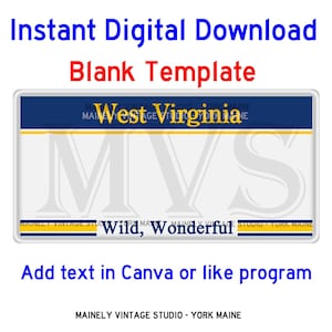 West Virginia WV License - Vanity Plate Blank Template Digital Printable Download Sublimation