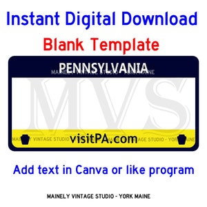 Pennsylvania PA-licentie - ijdelheid plaat lege sjabloon digitale afdrukbare download sublimatie
