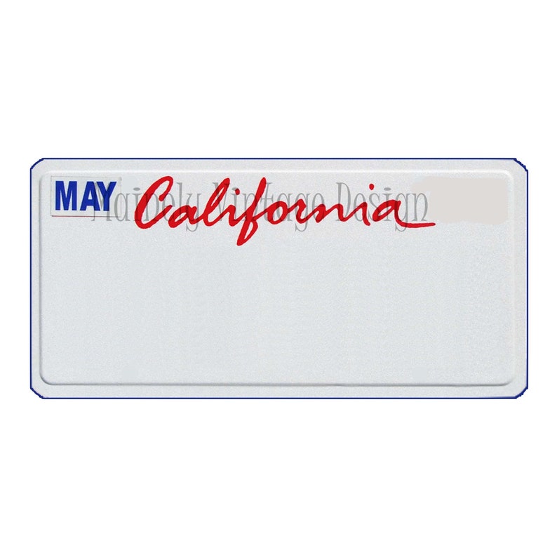 CALIFORNIA License Vanity Plate Blank Template /JPG PNG - Etsy