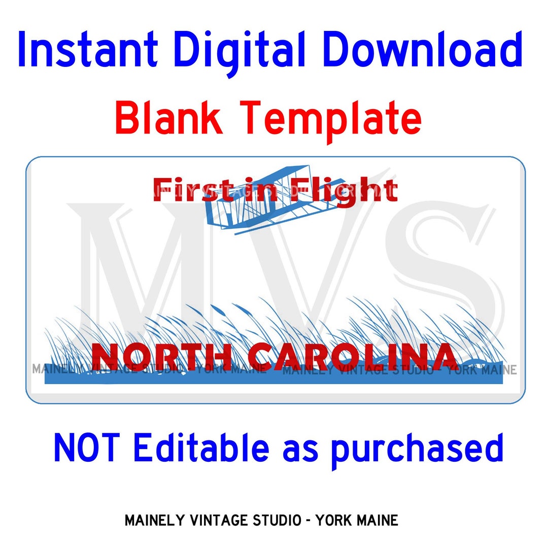 North Carolina NC License Vanity Plate Blank Template - Etsy