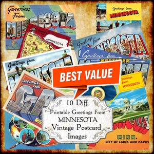 Conjunto de imagens JPEG de cartões postais vintage "Saudações da Virgínia VA" - Download digital - cartão postal antigo art déco com letras grandes para impressão dos anos 1940 e 1950