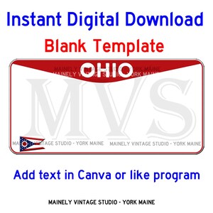 Ohio OH License - Vanity Plate Blank Template Digital Printable Download Sublimation