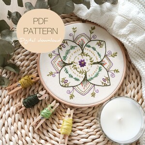 Mandala Embroidery Pattern and Guide, Digital Download