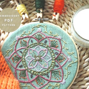 Mandala Embroidery Pattern and Guide, Beginner Embroidery, Digital Download