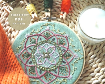 Mandala Embroidery Pattern and Guide, Beginner Embroidery, Digital Download