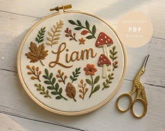 Custom Floral Name Embroidery PDF Pattern | Hand Embroidery Template