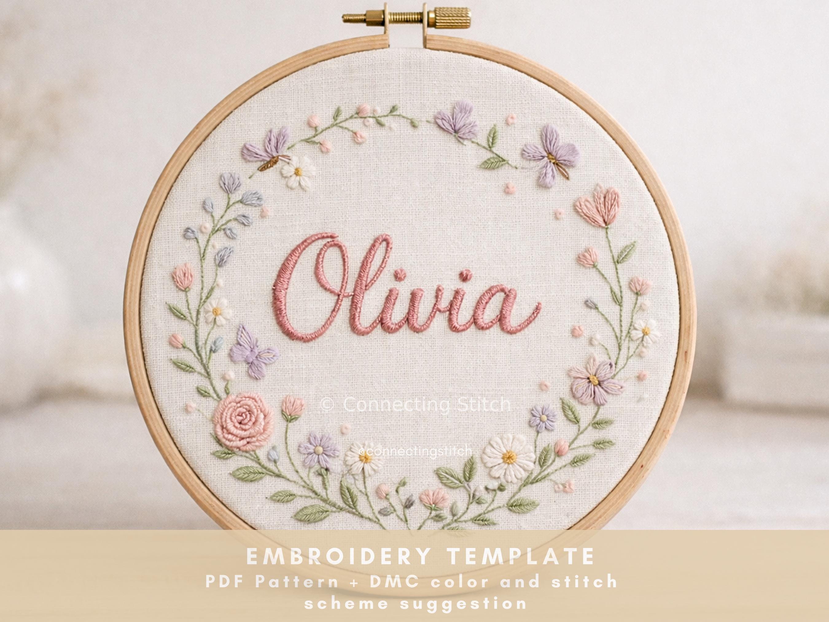 Personalized Floral Name Embroidery Pattern PDF | Beginner Friendly ...