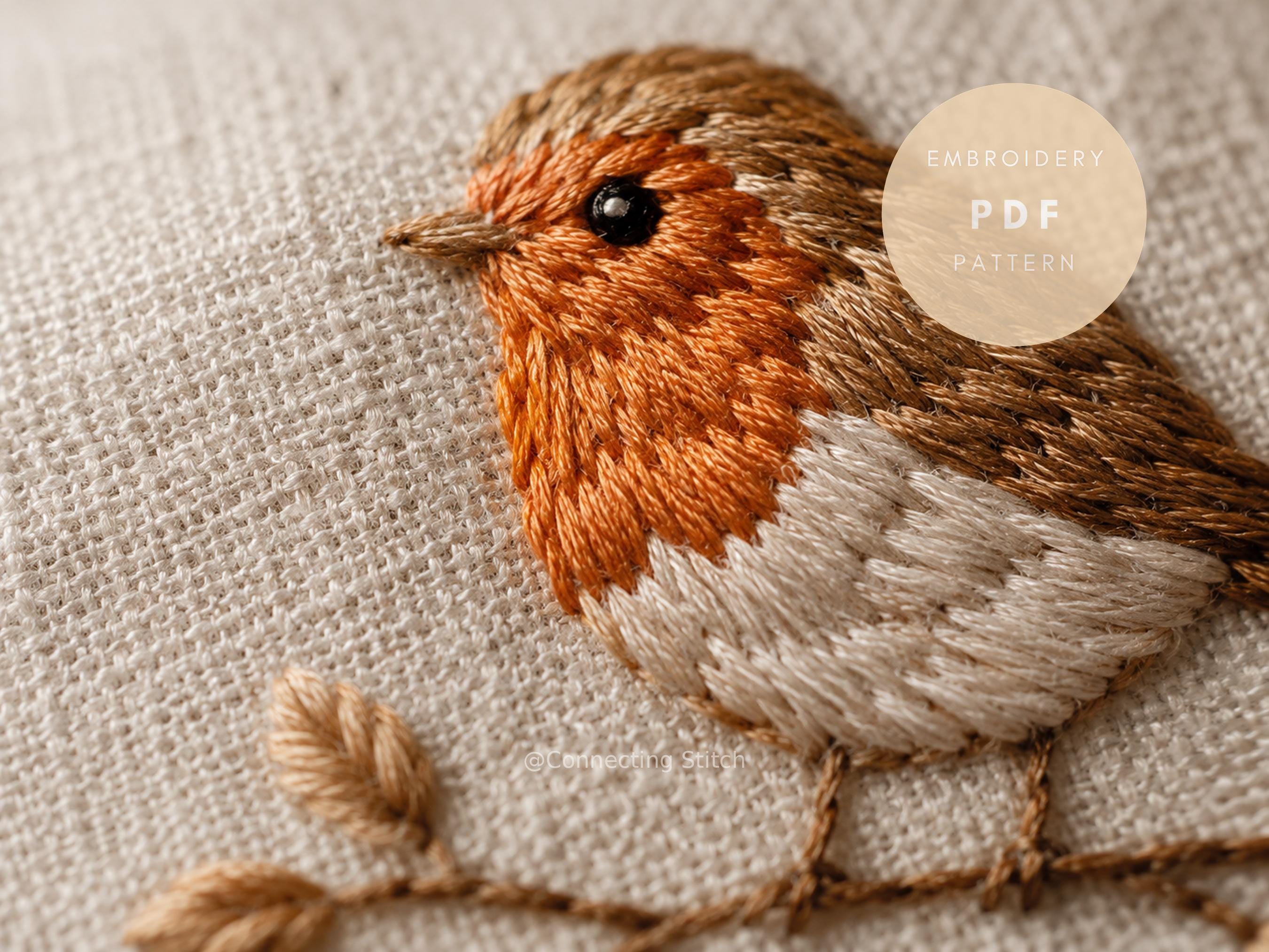 Robin Embroidery Pattern Robin Embroidery Pattern PDF | Bird Hand Embroidery Design | DIY Baby ...