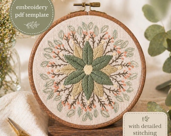 Mandala Embroidery PDF Pattern | Relaxing Hand Embroidery Design | Beginner Friendly DIY Hoop Art