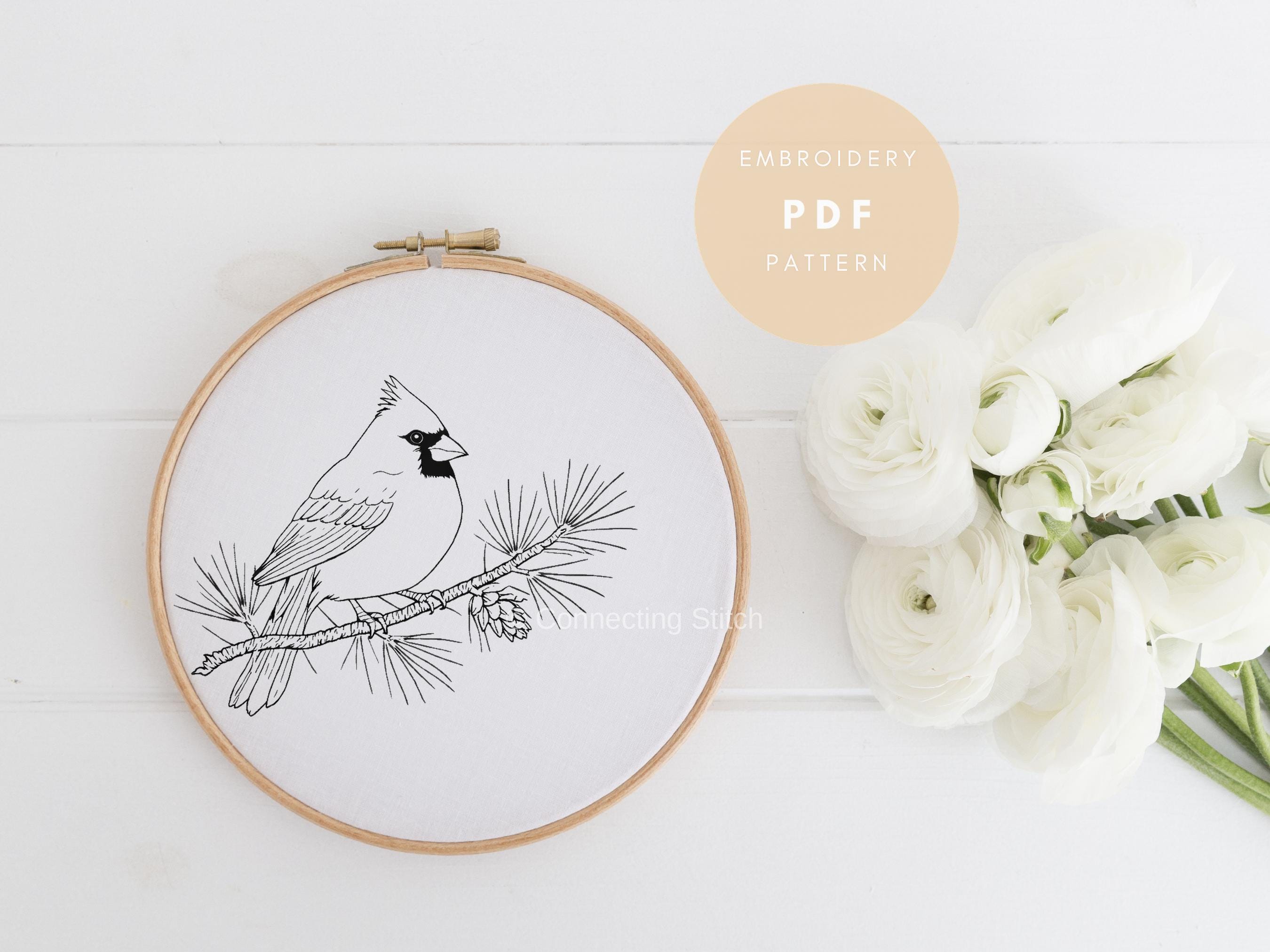 Cardinal Bird Embroidery Pattern | Winter Nature Design (PDF) - Etsy