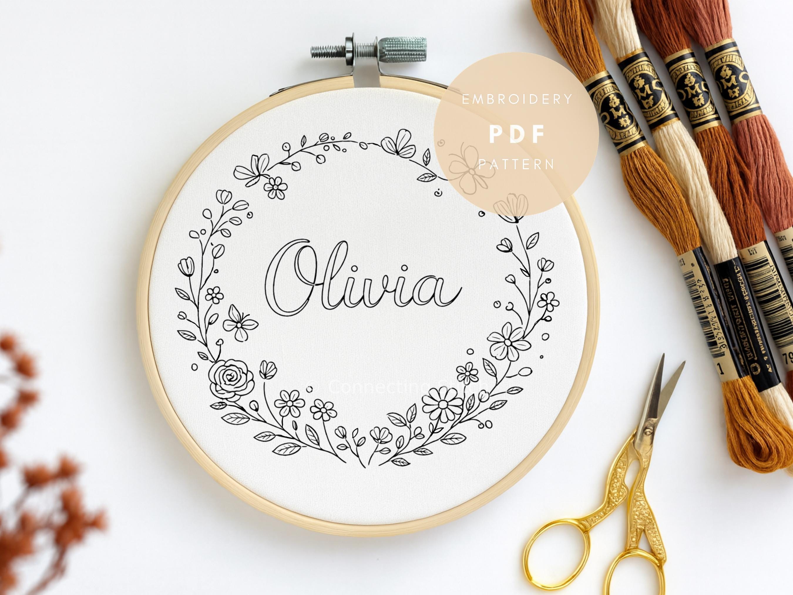 Personalized Floral Name Embroidery Pattern PDF | Beginner Friendly ...
