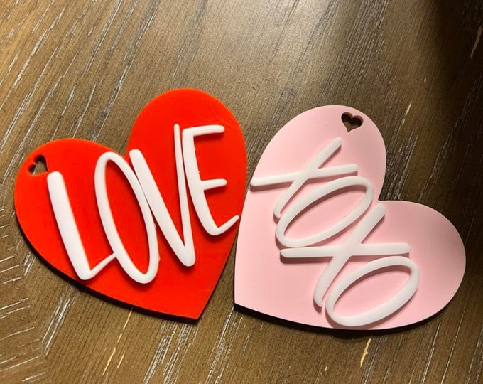 Acrylic Heart Tag - XOXO & LOVE