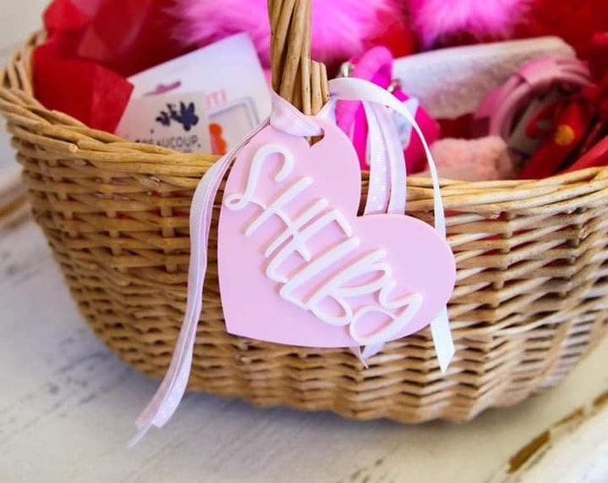 Acrylic Heart Name Tag - Custom Name