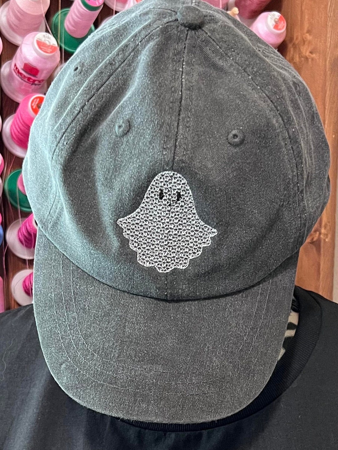 Floral Motif Ghost Baseball Hat - Cute Embroidered Halloween Hat - Etsy