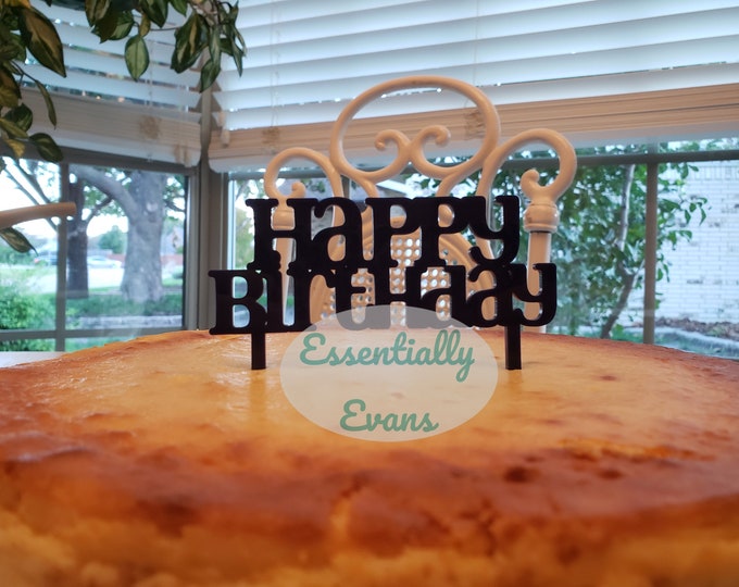 Acrylic Happy Birthday Cake Topper - Fun Type Font