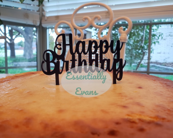 Acrylic Happy Birthday Cake Topper - Script
