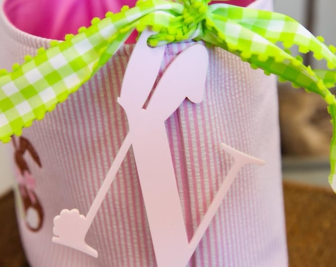 Acrylic Bunny Initial Tag - Custom Name