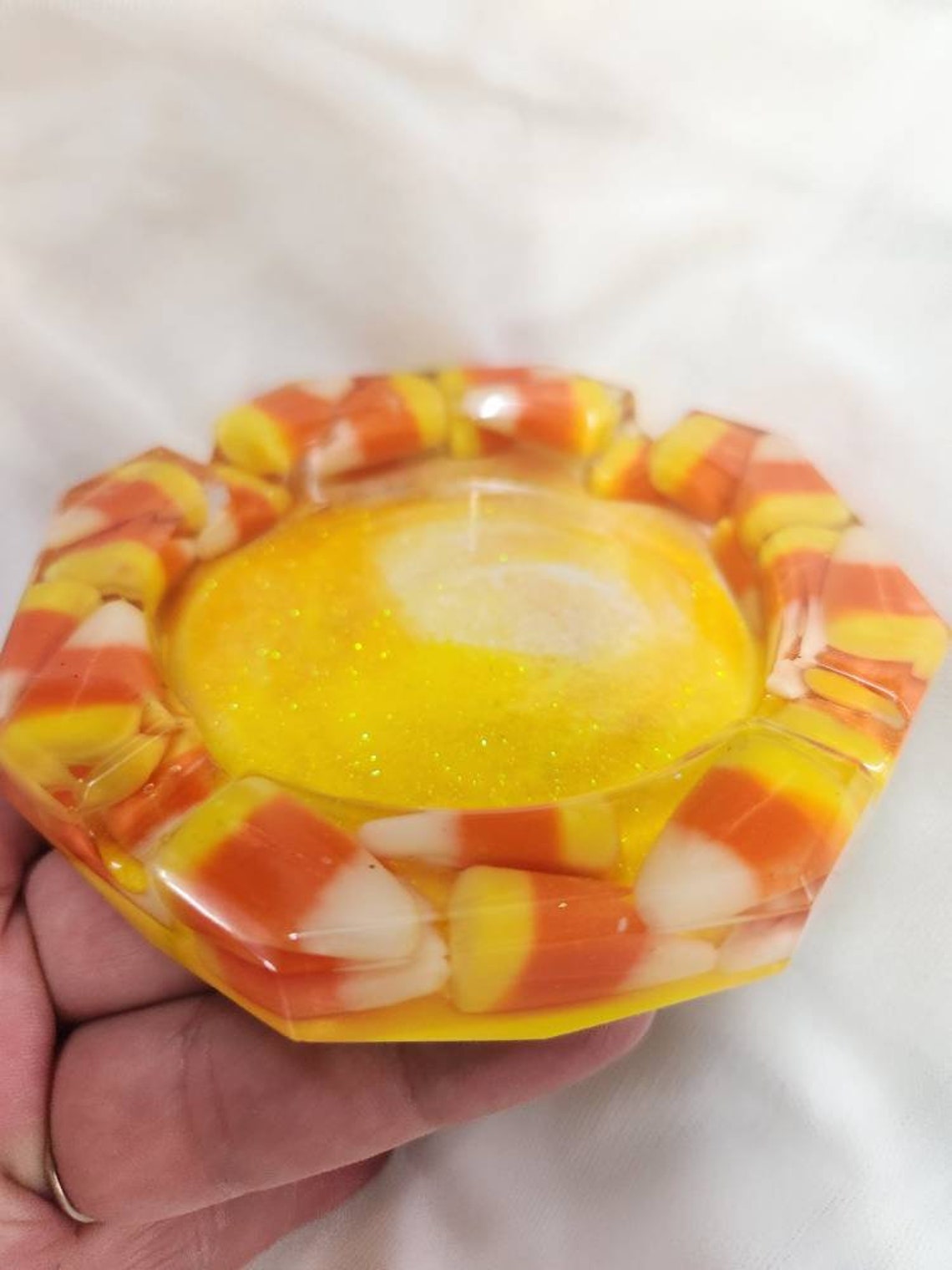 Candy Corn Yellow and Orange Resin Ashtray Great Gift Idea Etsy