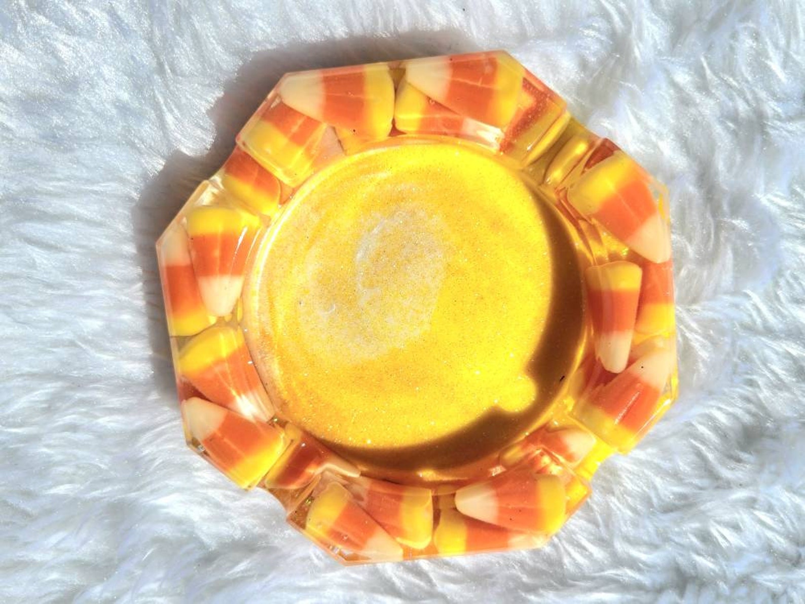 Candy Corn Yellow and Orange Resin Ashtray Great Gift Idea Etsy