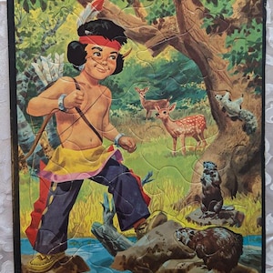 Vintage Biber Biber Puzzle | Whiteman Frame Tablett Inlay | Lernspielzeug für Kinder