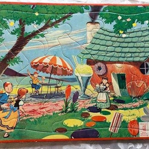 Vintage Milton Bradley Aptitude Tested Jigsaw Puzzle | 20 Pieces | Whimsical Scene | Ages 4-8