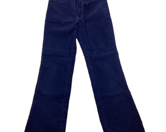 Vintage 70s JCPenney bootcut corduroy 25 x 28.  High quality. Deep navy. Tagged as a juniors 16, measures as a 25x28.